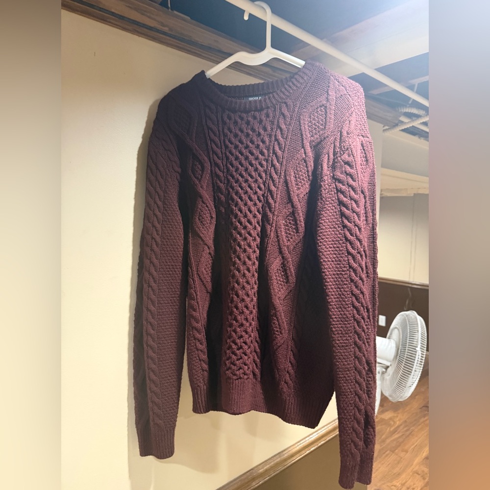 Forever 21 Men's Crewneck Sweater - Burgundy